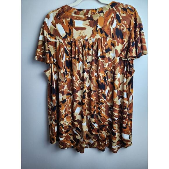 Cocomo Woman Popover Tunic sz 3X Abstract Print flutter sleeve office, career - Picture 4 of 8